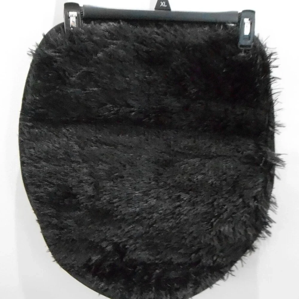 Black Bathroom Rug 3 Pc Set-Shaggy Bath Mat, Toilet Seat Cover, U Shape Rug-NEW